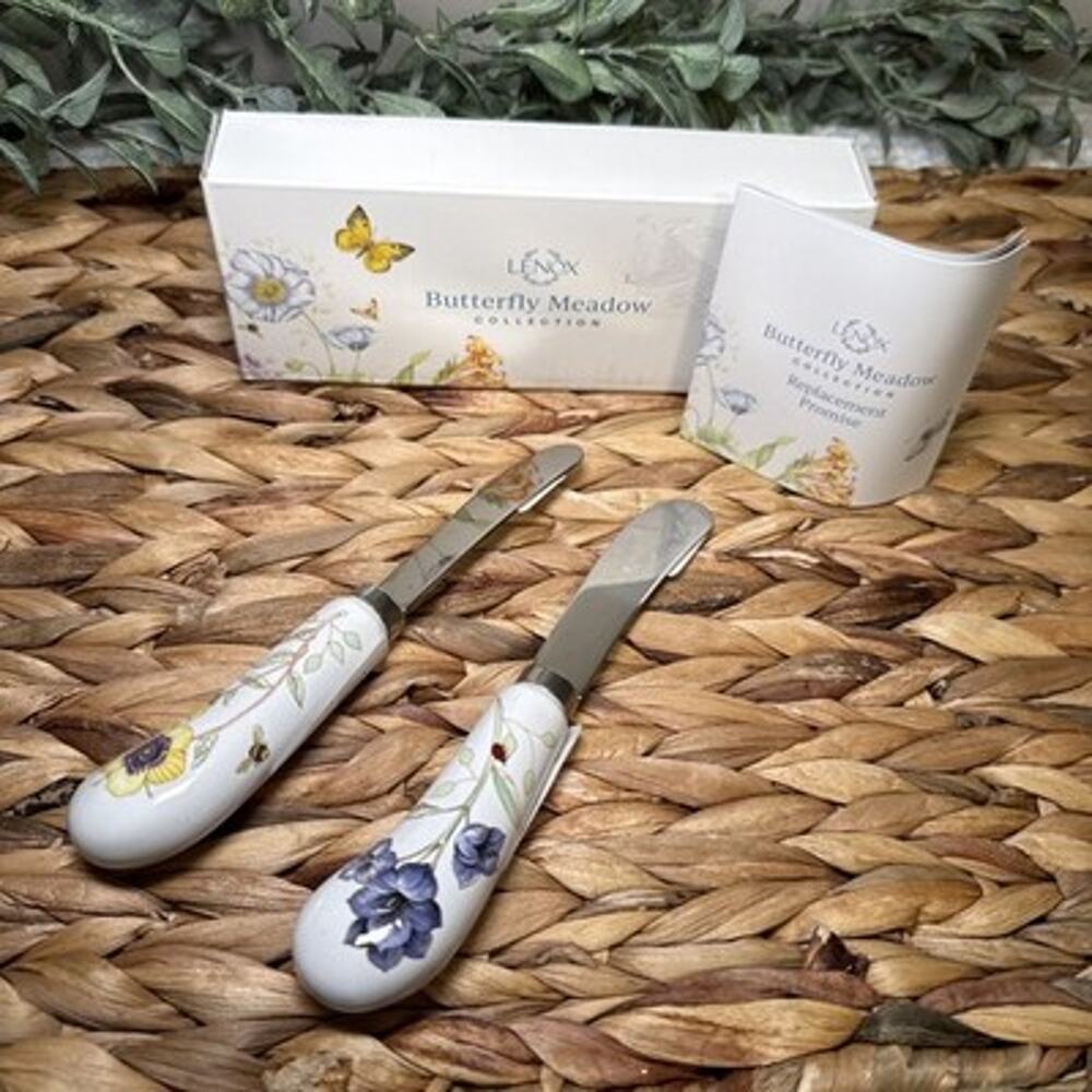 Lenox 885610 Butterfly Meadow 2 Piece Spreader Set Floral 6" New In Box